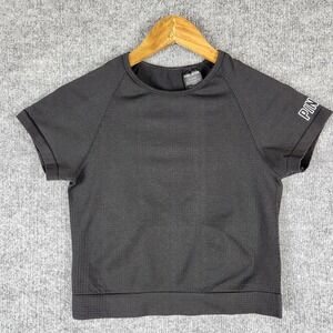 Pink Active Victorias Secret Crop Top Black Seamless Open Back Womens Medium